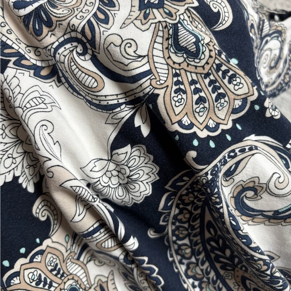 J. Jill Navy & Cream Paisley Sleeveless Maxi Dress Side Slits Size M - Picture 9 of 9